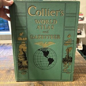 Vintage Collier's World Atlas and Gazetteer 1941 Hardcover Book WWII Made USA